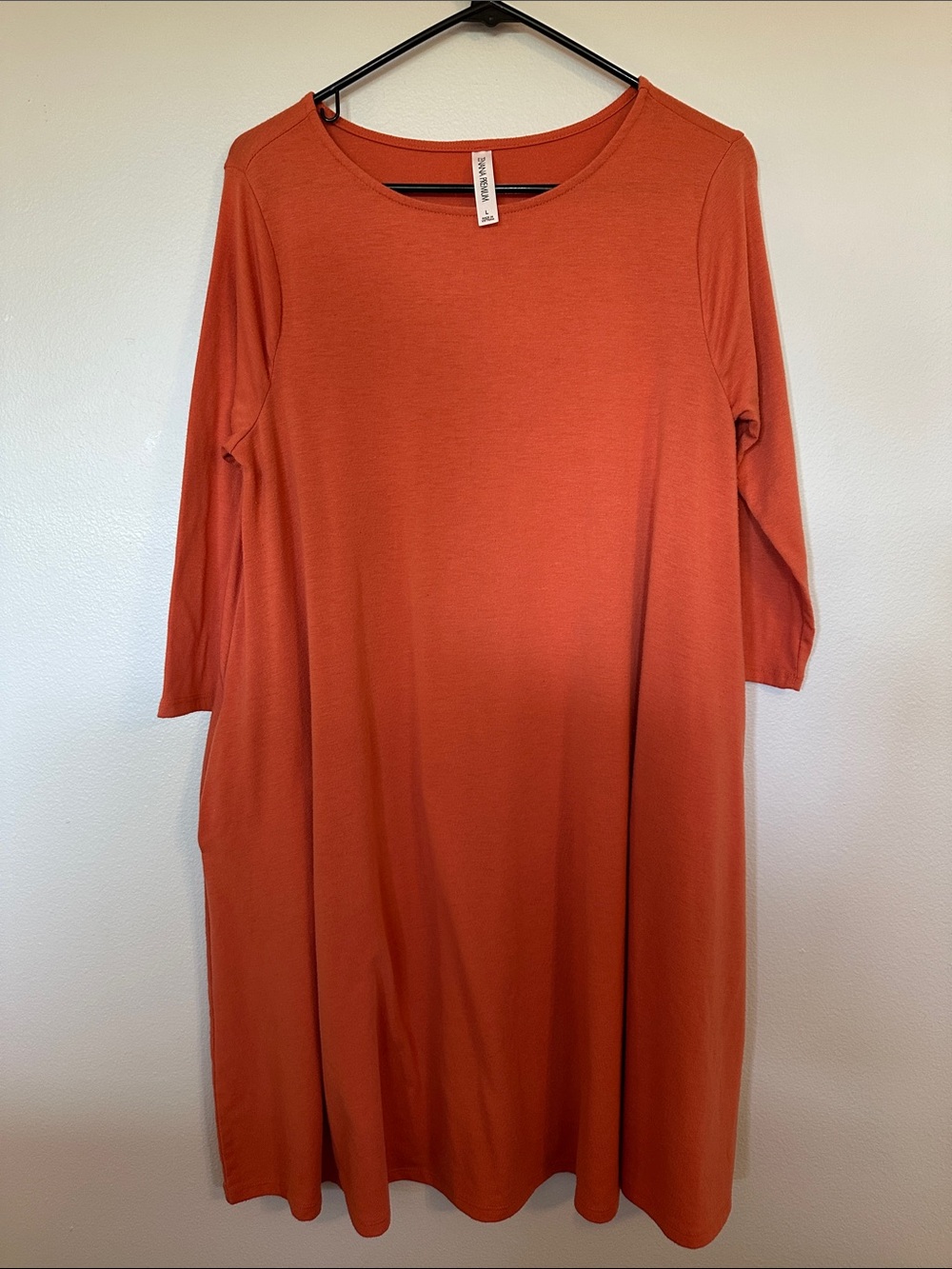 Rust Orange Long-Sleeve Swing Dress